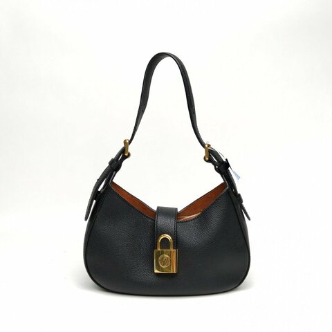 LOUIS VUITTON 黑色牛皮金扣晶片LowKeyShoulderBag腋下包肩背包