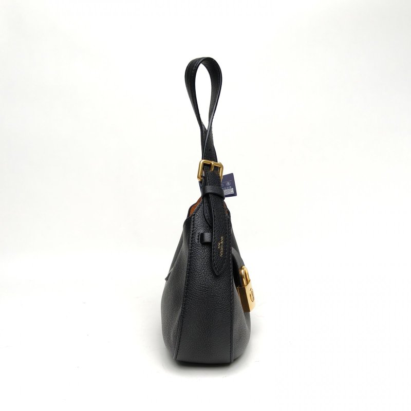 LOUIS VUITTON 黑色牛皮金扣晶片LowKeyShoulderBag腋下包肩背包-3