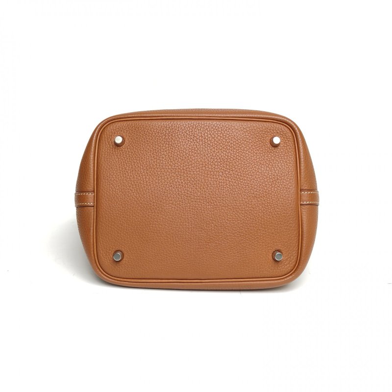 HERMES Picotin22菜籃子37金棕色TC皮T刻銀扣肩背包-4