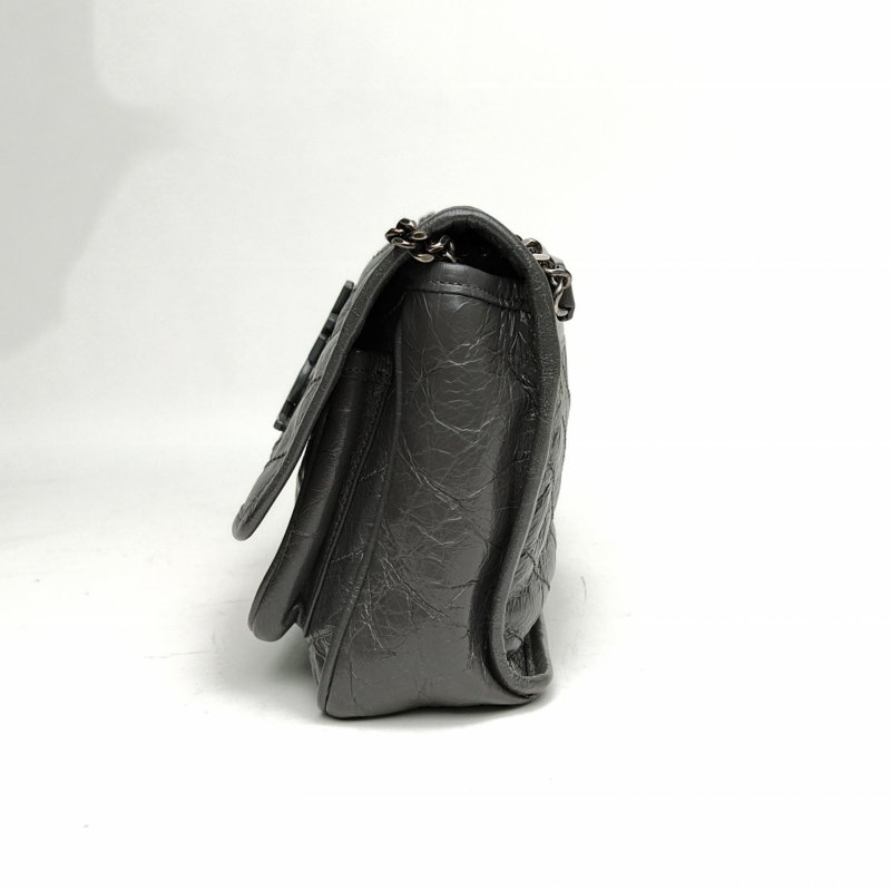 SAINT LAURENT NikiMini21灰色牛皮灰扣肩背包-1
