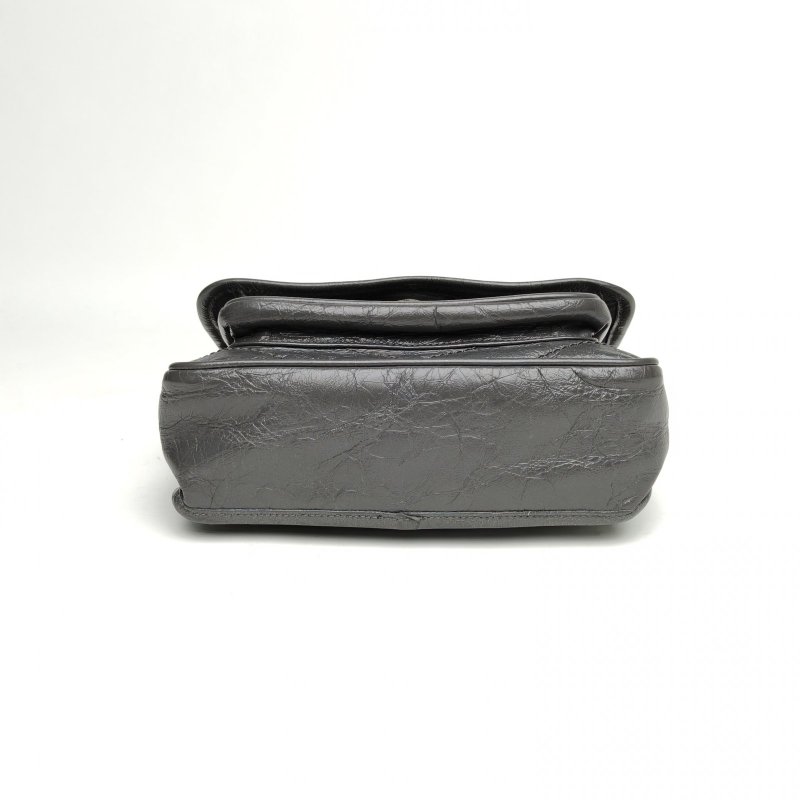 SAINT LAURENT NikiMini21灰色牛皮灰扣肩背包-4