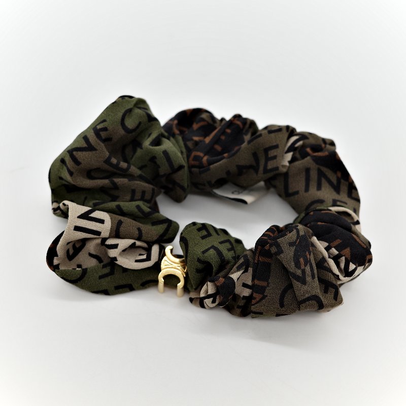 CELINEN 思琳 髮圈 桑蠶絲 滿版LOGO 金扣-2