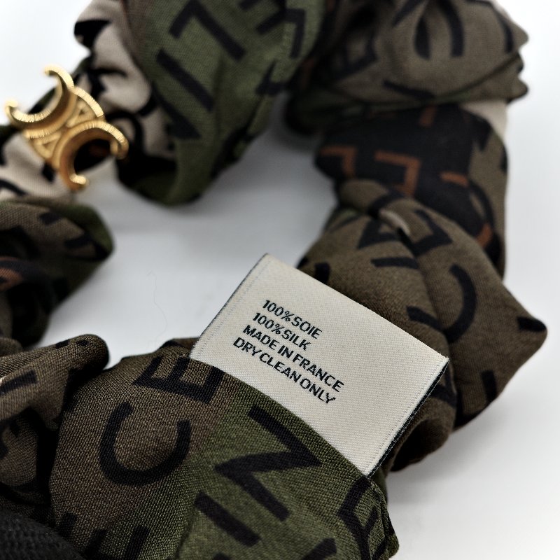 CELINEN 思琳 髮圈 桑蠶絲 滿版LOGO 金扣-3