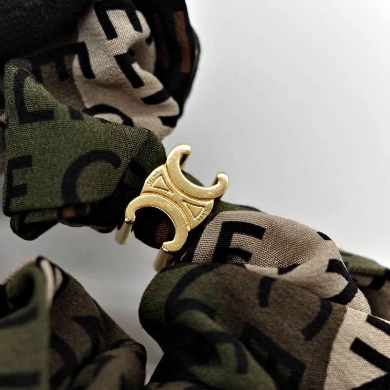 CELINEN 思琳 髮圈 桑蠶絲 滿版LOGO 金扣-4