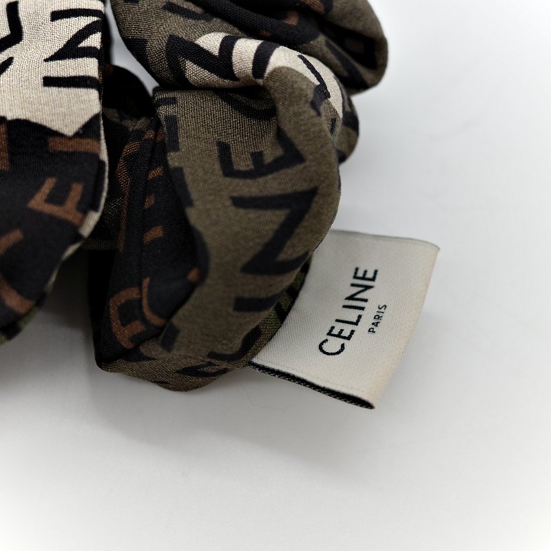 CELINEN 思琳 髮圈 桑蠶絲 滿版LOGO 金扣-5