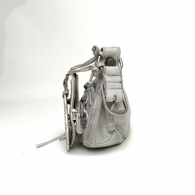 BALENCIAGA LeCagole機車月牙包xs白色羊皮肩背包-1