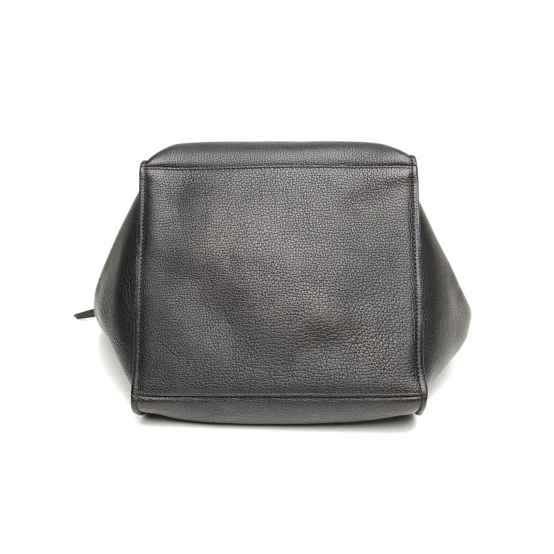 CELINE BigBagBucket水桶包小號黑色牛皮銀扣肩背包-4