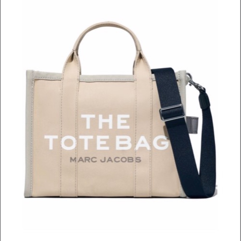 MARC JACOBS MJ 帆布 THE TOTE 中號手提袋 托特包 米白色-0