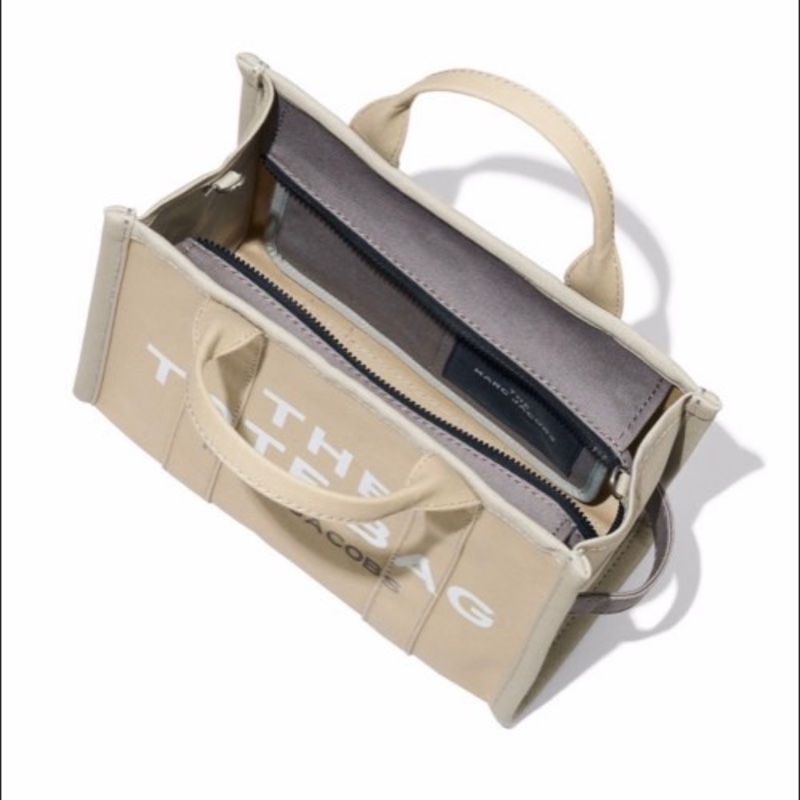 MARC JACOBS MJ 帆布 THE TOTE 中號手提袋 托特包 米白色-4