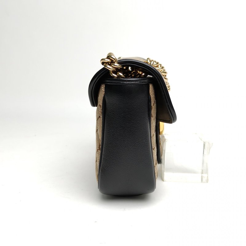 GUCCI GGMarmont肩背包Mini22老花帆布金扣肩背包-3