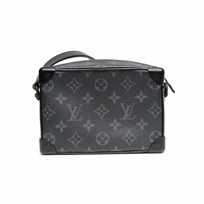 LOUIS VUITTON SoftTrunk軟盒子包迷你18.5黑色PVC晶片老花肩背包-2