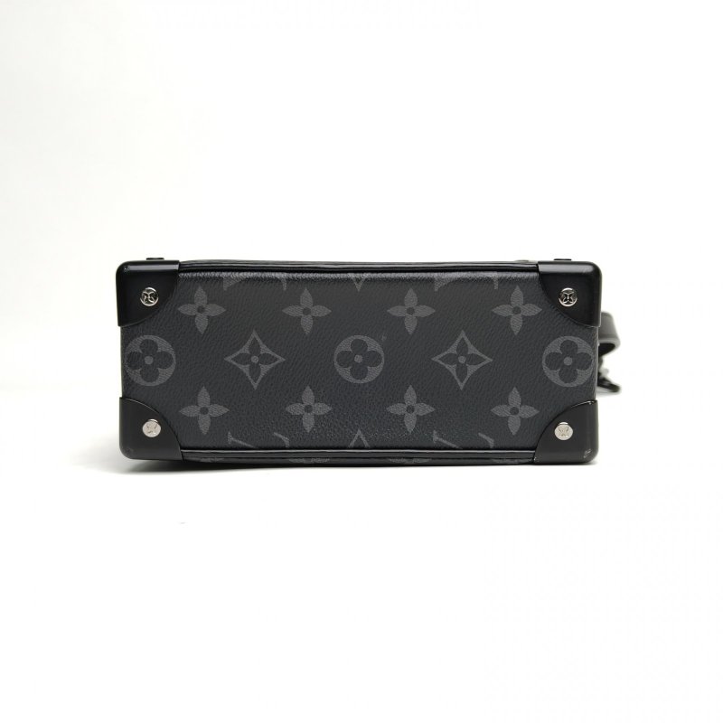 LOUIS VUITTON SoftTrunk軟盒子包迷你18.5黑色PVC晶片老花肩背包-4