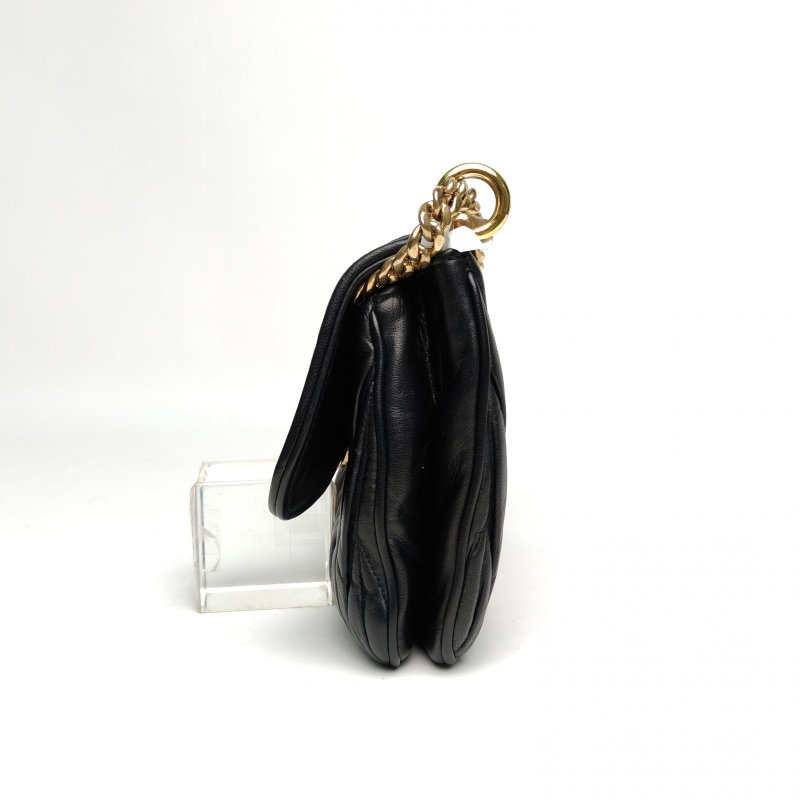 MIU MIU 黑色羊皮金扣鏈條包肩背包-1