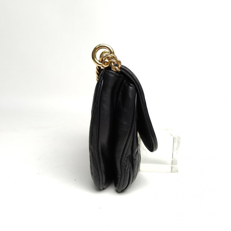 MIU MIU 黑色羊皮金扣鏈條包肩背包-3