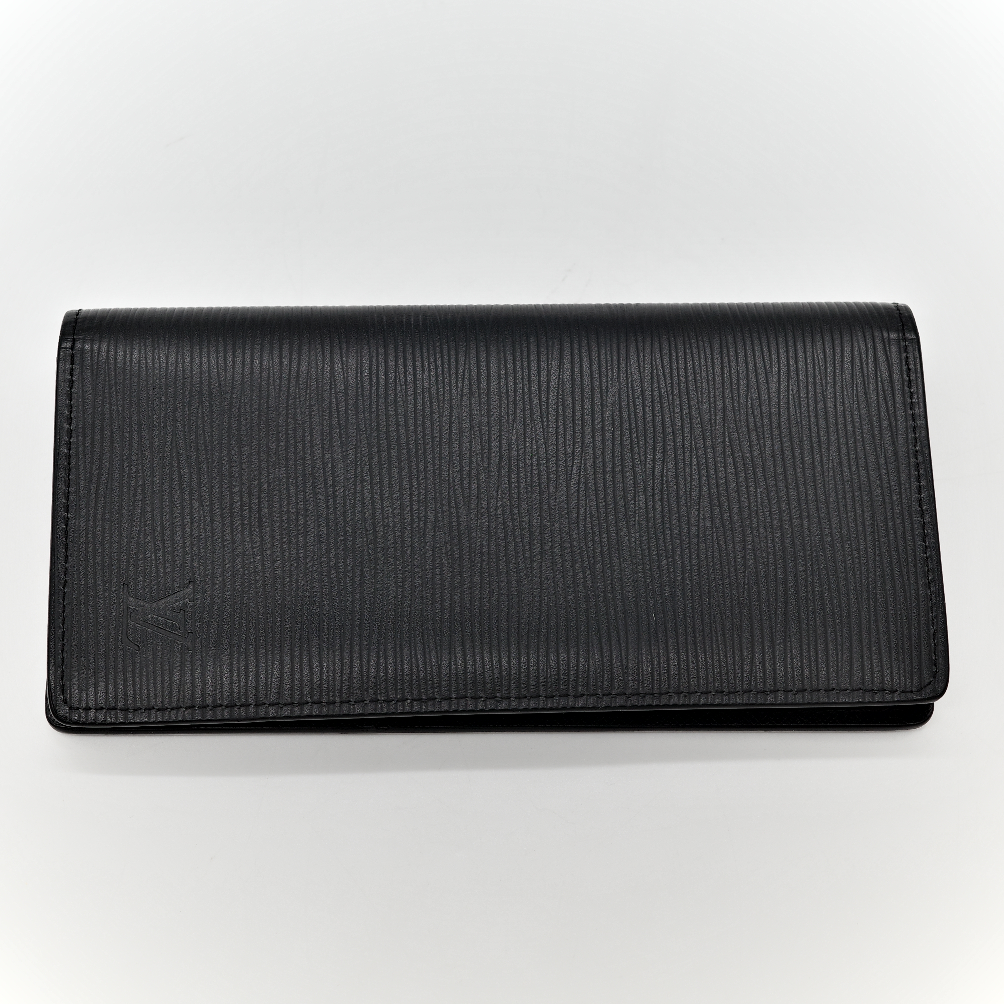 LOUIS VUITTON 路易威登 黑色長夾 水波紋牛皮 多卡位-1