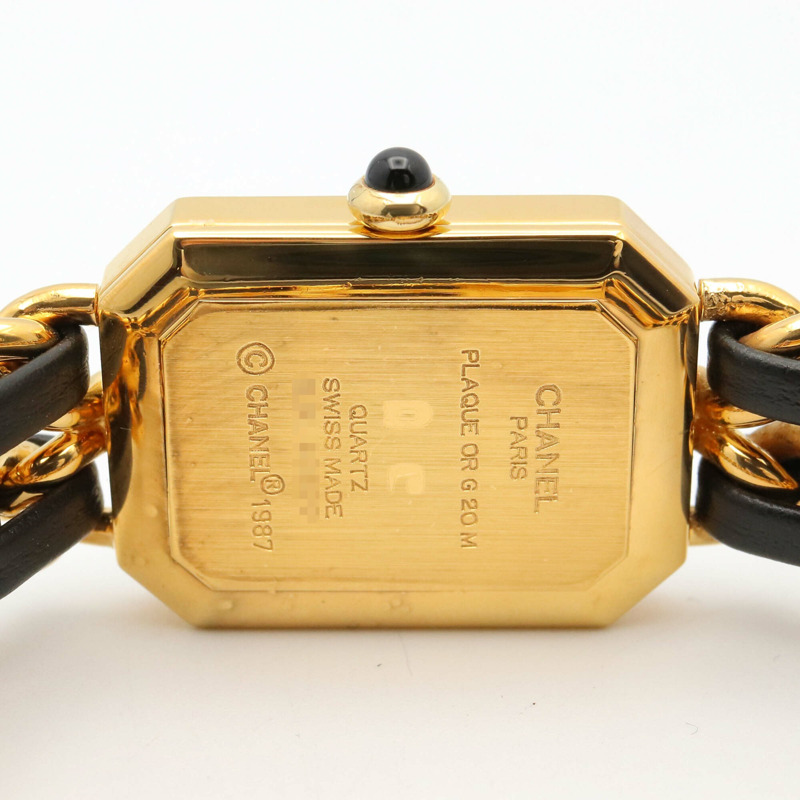 香奈兒 (Chanel) CHANEL Première XL 女士腕錶，鍍金 (GP) 錶殼，皮革錶帶，黑色，H0001-5