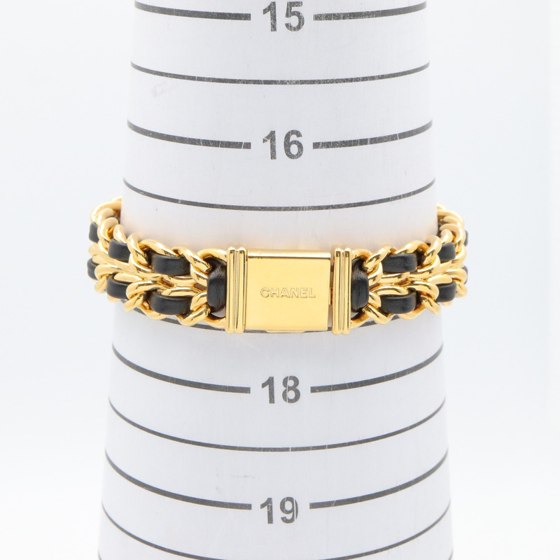 香奈兒 (Chanel) CHANEL Première XL 女士腕錶，鍍金 (GP) 錶殼，皮革錶帶，黑色，H0001-7