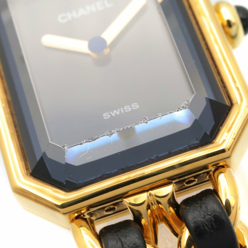 香奈兒 (Chanel) CHANEL Première XL 女士腕錶，鍍金 (GP) 錶殼，皮革錶帶，黑色，H0001-8