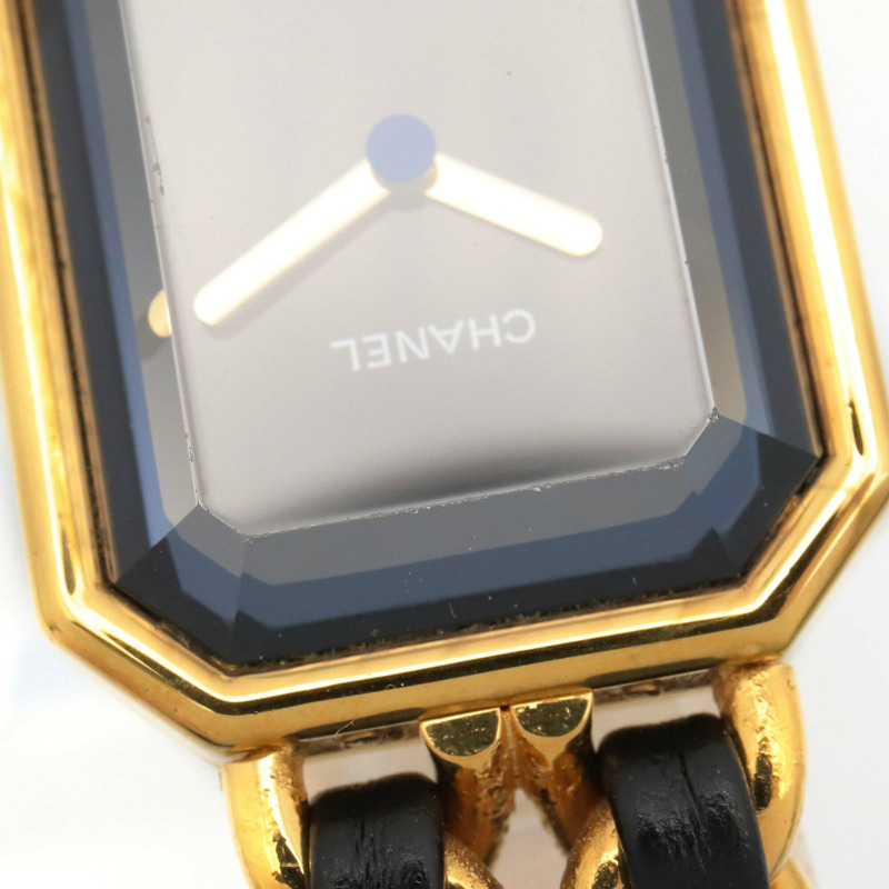 香奈兒 (Chanel) CHANEL Première XL 女士腕錶，鍍金 (GP) 錶殼，皮革錶帶，黑色，H0001-9