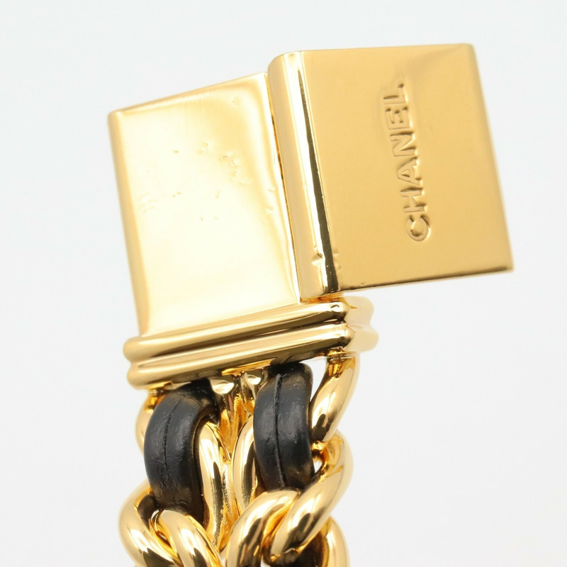 香奈兒 (Chanel) CHANEL Première XL 女士腕錶，鍍金 (GP) 錶殼，皮革錶帶，黑色，H0001-12