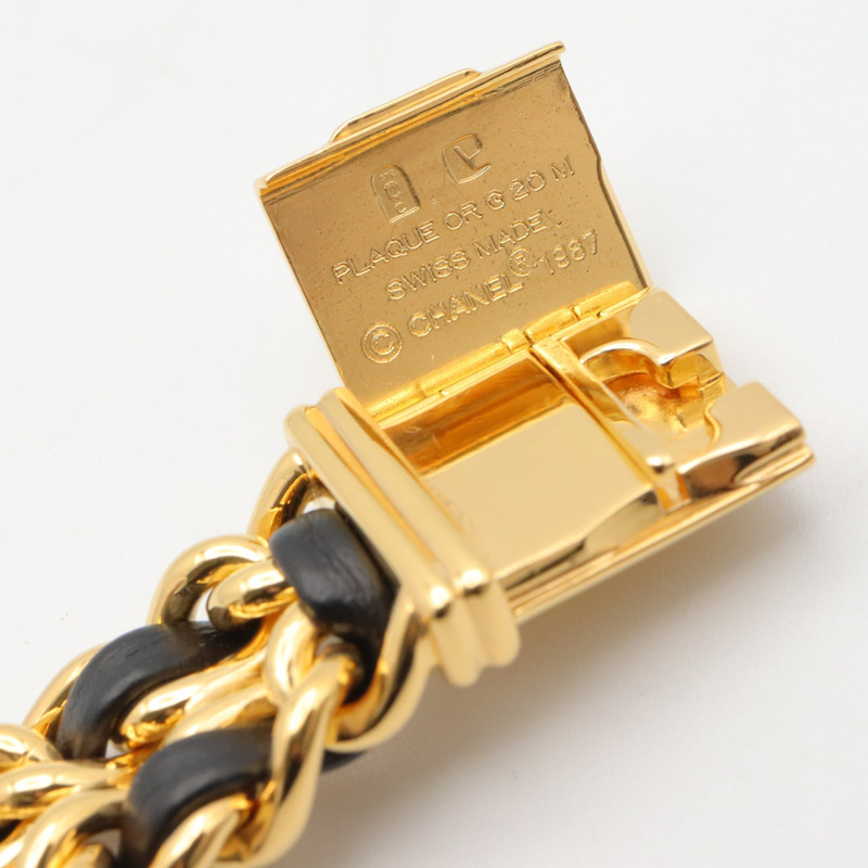 香奈兒 (Chanel) CHANEL Première XL 女士腕錶，鍍金 (GP) 錶殼，皮革錶帶，黑色，H0001-13