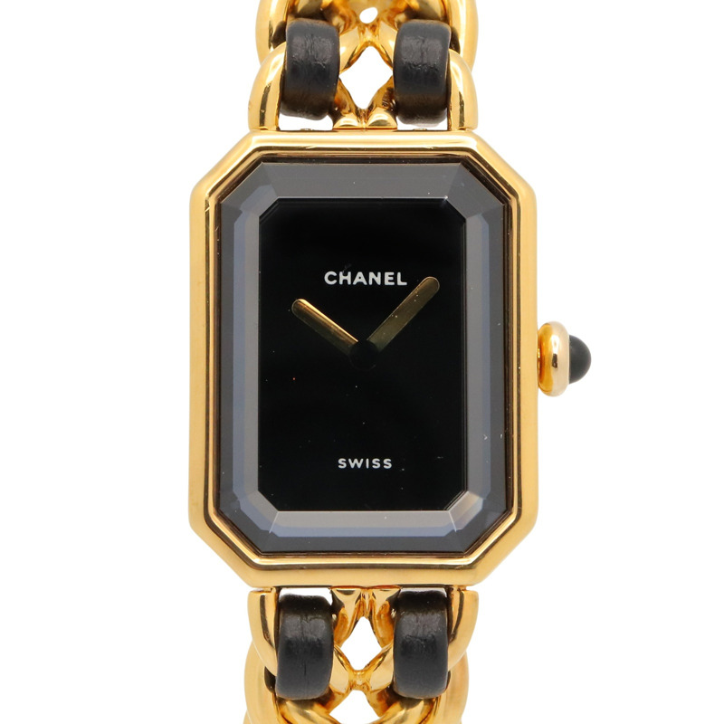 香奈兒 (Chanel) CHANEL Première S 女士腕錶，鍍金 (GP)，皮革錶帶，黑色，H0001-0