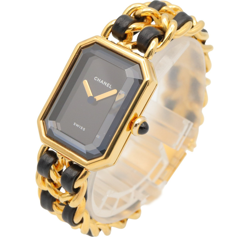 香奈兒 (Chanel) CHANEL Première S 女士腕錶，鍍金 (GP)，皮革錶帶，黑色，H0001-1