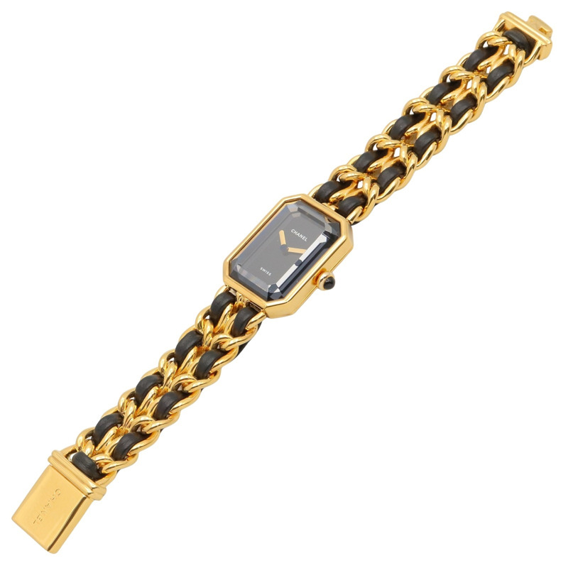 香奈兒 (Chanel) CHANEL Première S 女士腕錶，鍍金 (GP)，皮革錶帶，黑色，H0001-3