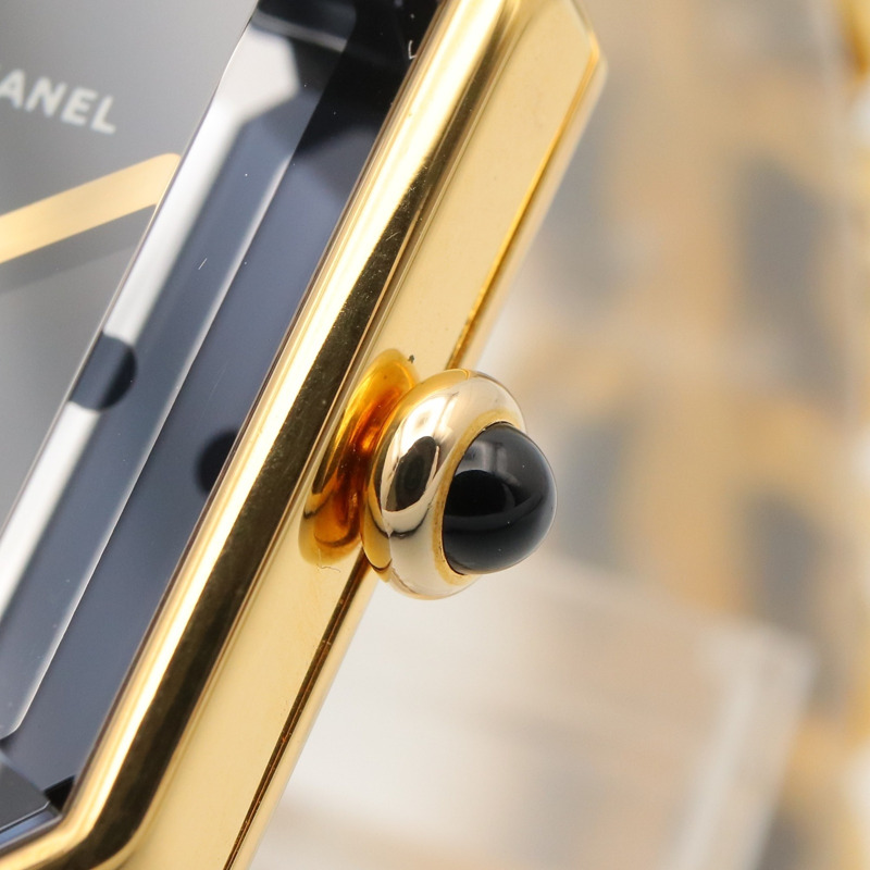 香奈兒 (Chanel) CHANEL Première S 女士腕錶，鍍金 (GP)，皮革錶帶，黑色，H0001-6