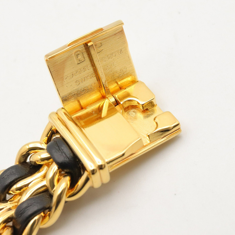 香奈兒 (Chanel) CHANEL Première S 女士腕錶，鍍金 (GP)，皮革錶帶，黑色，H0001-13