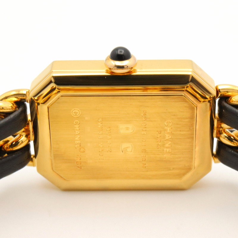 香奈兒 (Chanel) CHANEL Première S 女士腕錶，鍍金 (GP)，皮革錶帶，黑色，H0001-5