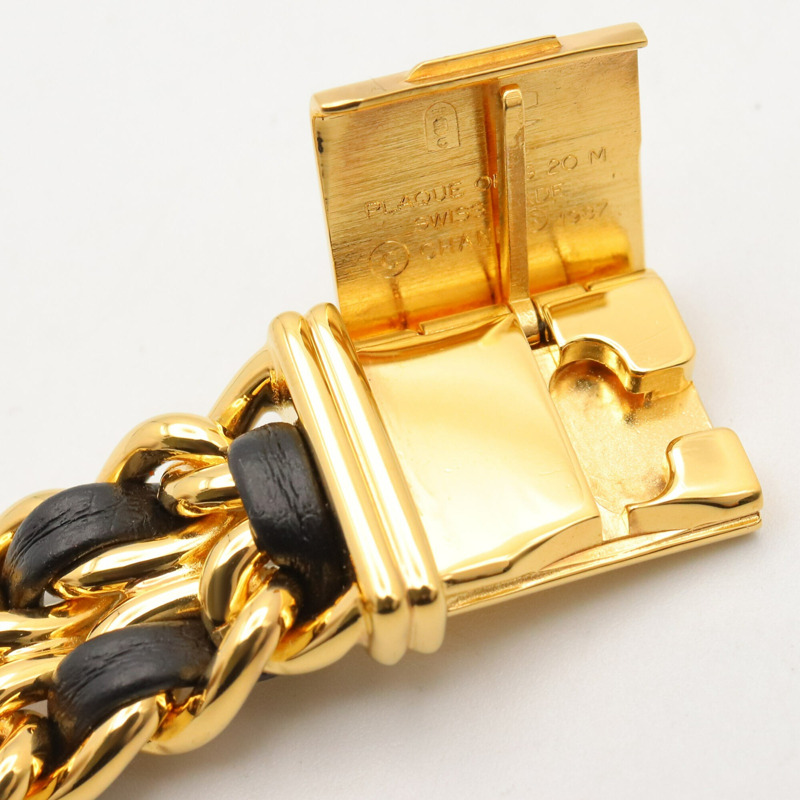 香奈兒 (Chanel) CHANEL Première S 女士腕錶，鍍金 (GP)，皮革錶帶，黑色，H0001-13