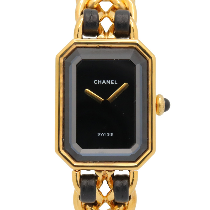香奈兒 (Chanel) CHANEL Première S 女士腕錶，鍍金 (GP)，皮革錶帶，黑色，H0001-0