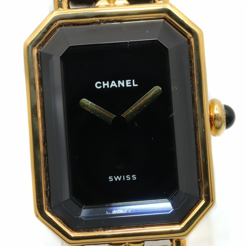 香奈兒 (Chanel) CHANEL Première S 女士腕錶，鍍金 (GP)，皮革錶帶，黑色，H0001-2