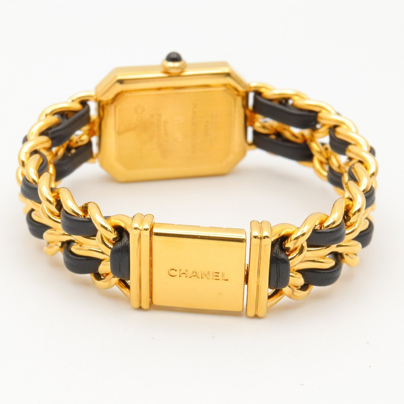 香奈兒 (Chanel) CHANEL Première S 女士腕錶，鍍金 (GP)，皮革錶帶，黑色，H0001-4