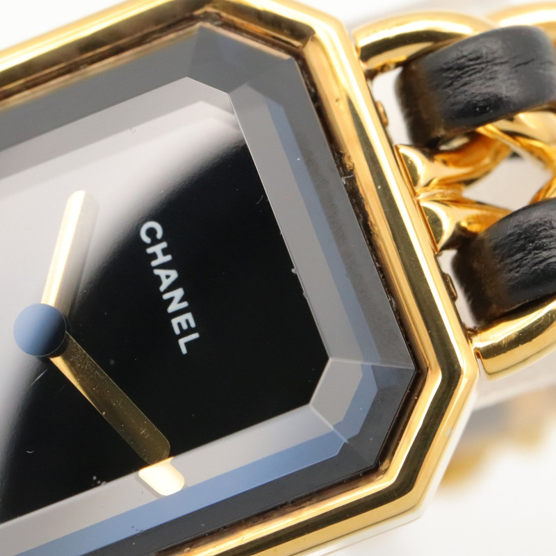 香奈兒 (Chanel) CHANEL Première S 女士腕錶，鍍金 (GP)，皮革錶帶，黑色，H0001-8