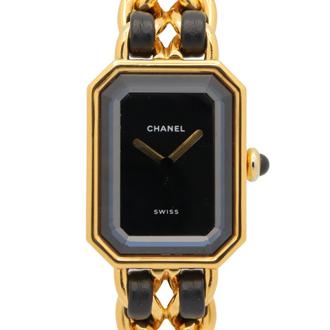 香奈兒 (Chanel) CHANEL Première M 系列腕錶，鍍金皮革錶帶，女士款，黑色，H0001
