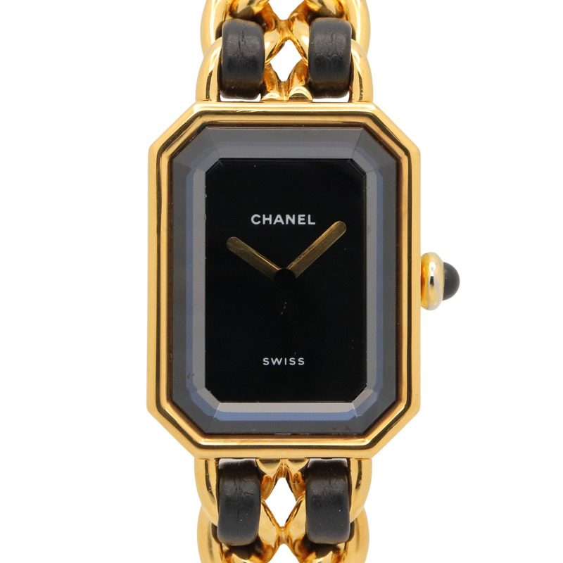 香奈兒 (Chanel) CHANEL Première M 系列腕錶，鍍金皮革錶帶，女士款，黑色，H0001-0
