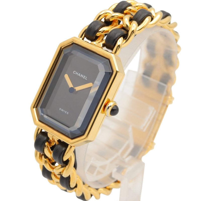 香奈兒 (Chanel) CHANEL Première M 系列腕錶，鍍金皮革錶帶，女士款，黑色，H0001-1