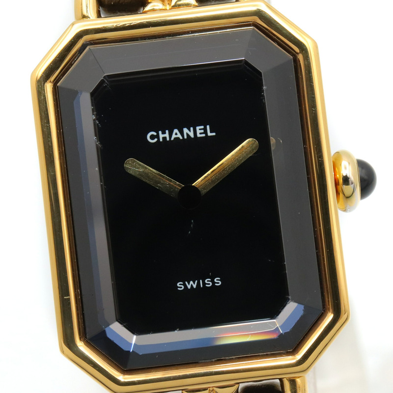 香奈兒 (Chanel) CHANEL Première M 系列腕錶，鍍金皮革錶帶，女士款，黑色，H0001-2
