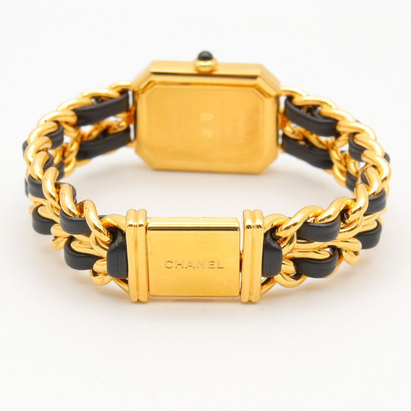 香奈兒 (Chanel) CHANEL Première M 系列腕錶，鍍金皮革錶帶，女士款，黑色，H0001-4