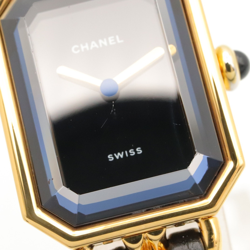香奈兒 (Chanel) CHANEL Première M 系列腕錶，鍍金皮革錶帶，女士款，黑色，H0001-8