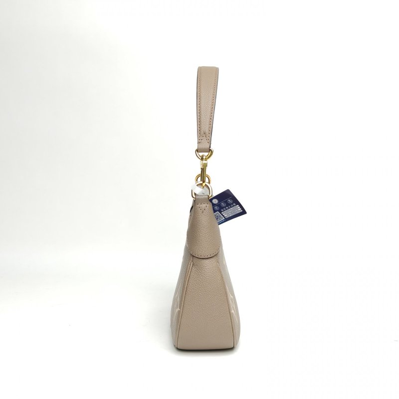 LOUIS VUITTON Bagatelle腋下包灰色牛皮晶片大Logo印花肩背包-1