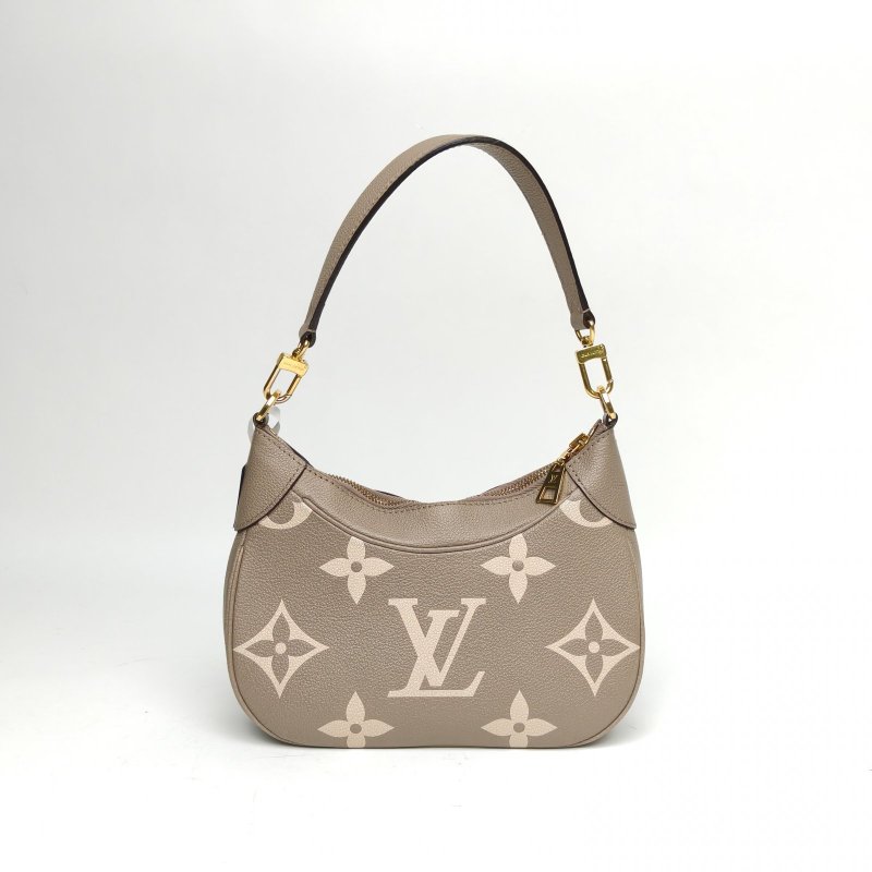 LOUIS VUITTON Bagatelle腋下包灰色牛皮晶片大Logo印花肩背包-2