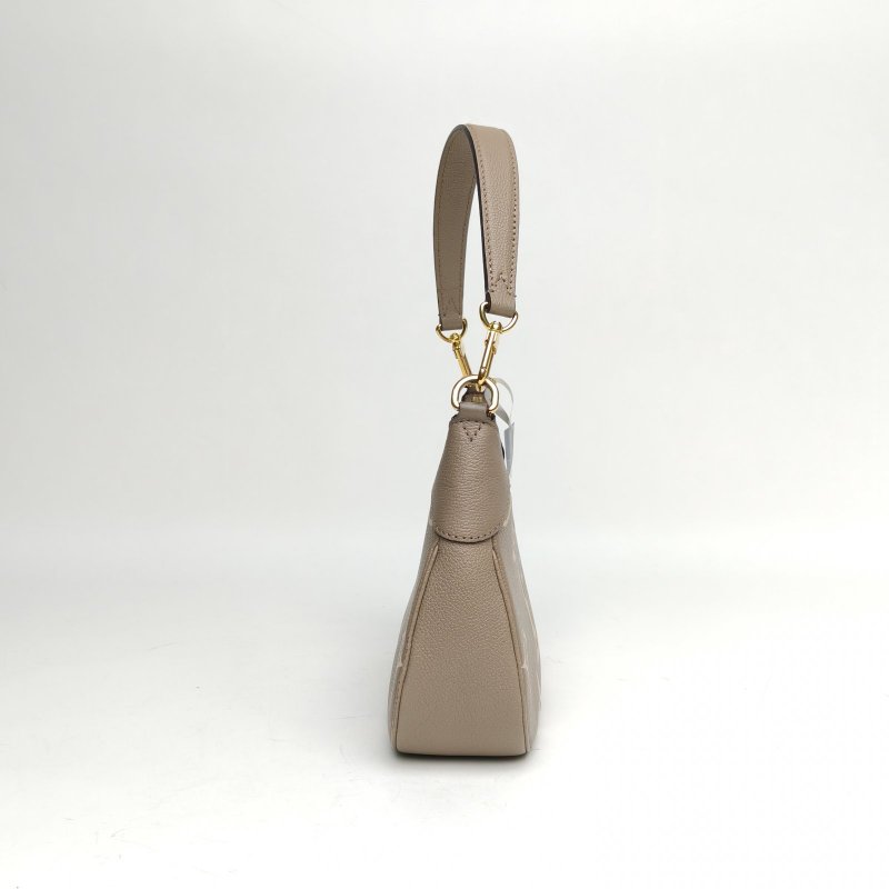 LOUIS VUITTON Bagatelle腋下包灰色牛皮晶片大Logo印花肩背包-3