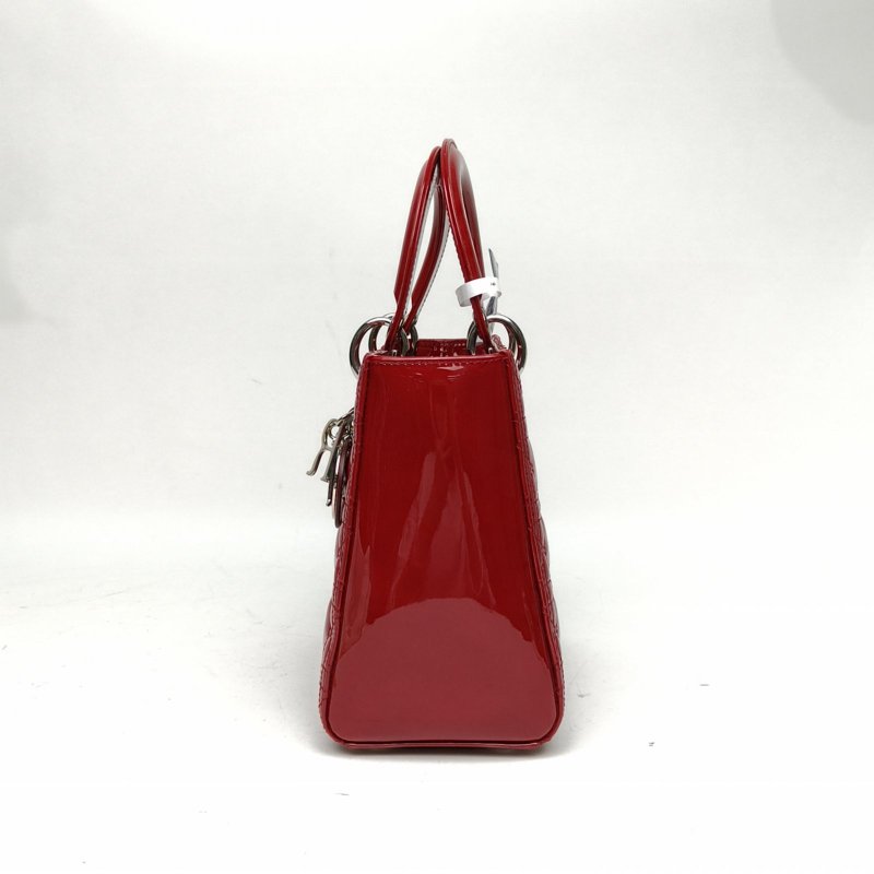 DIOR Lady戴妃包五格紅色漆皮金扣2019肩背包-1