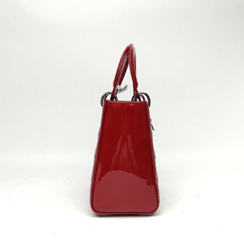 DIOR Lady戴妃包五格紅色漆皮金扣2019肩背包-3