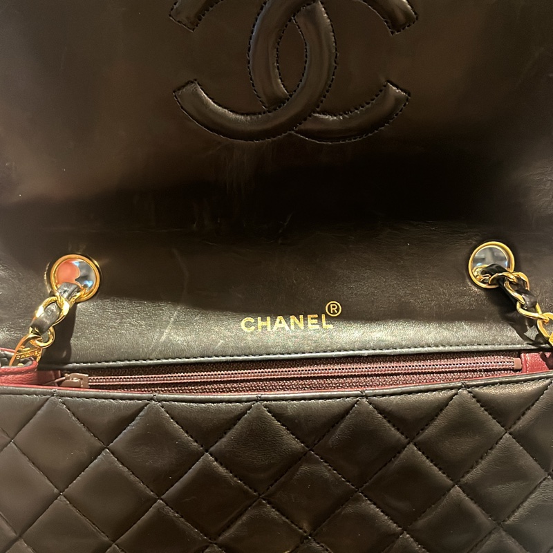 Chanel vintage 古董老香包 黑金釦-2