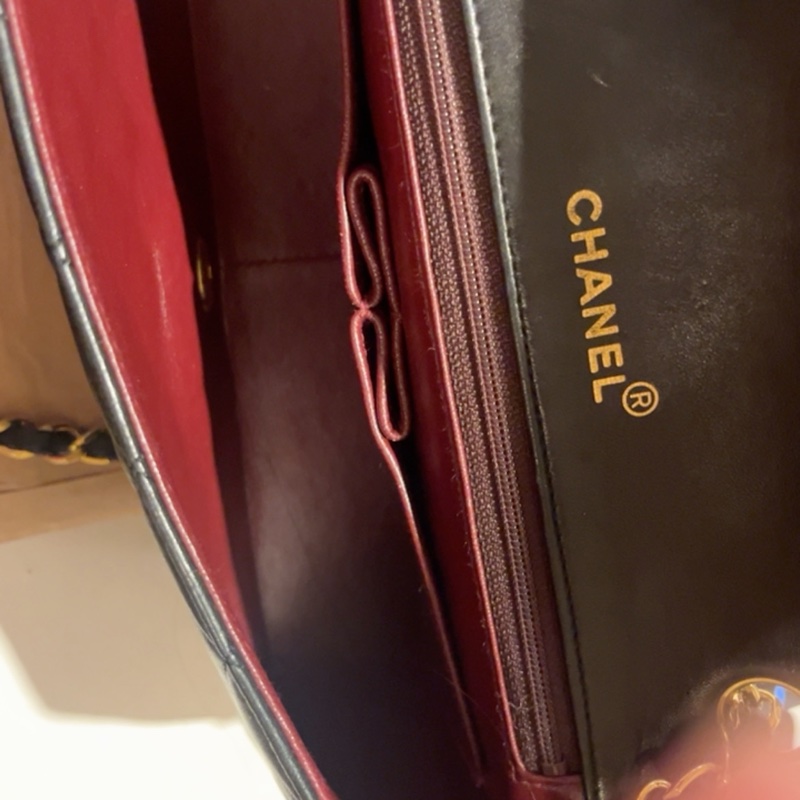 Chanel vintage 古董老香包 黑金釦-11