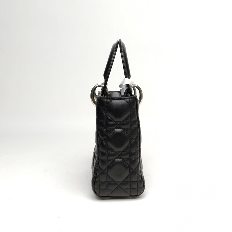 DIOR Lady戴妃包三格黑色羊皮銀扣2018肩背包-3